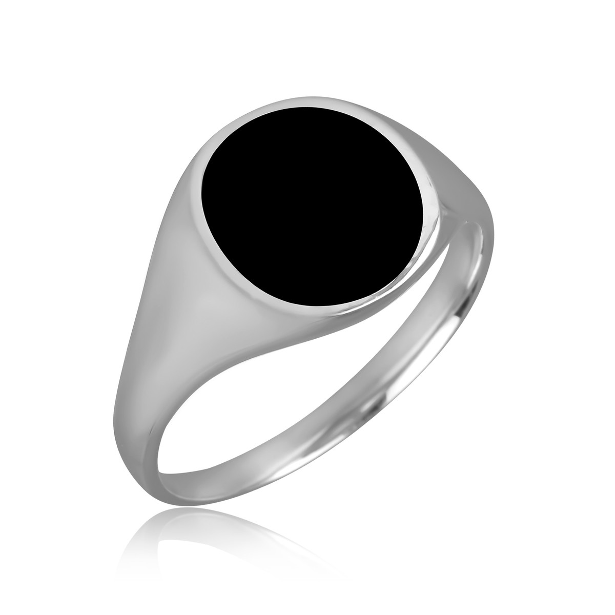 Bague argent rhodié chevalière avec onyx