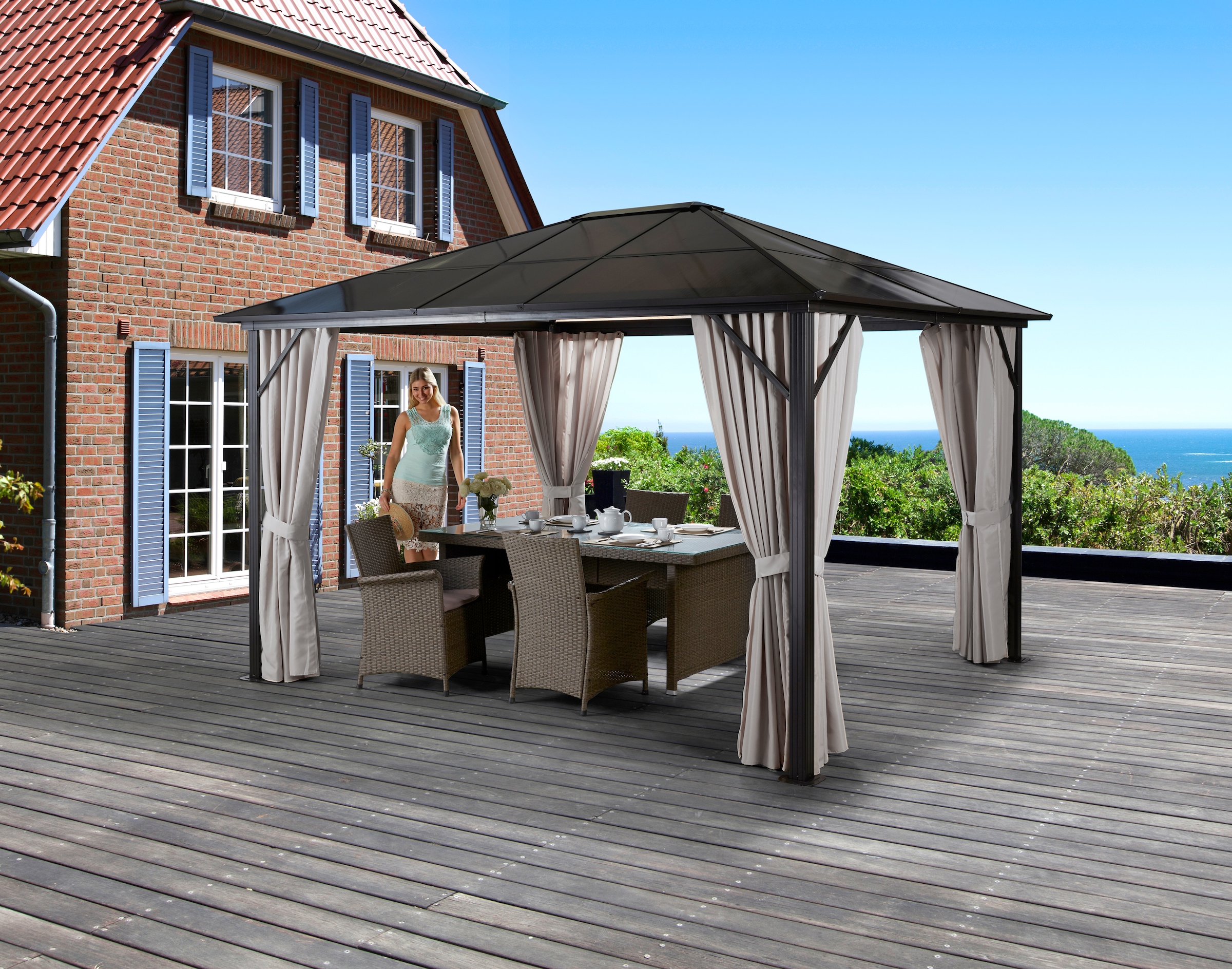 KONIFERA Pavillon »Aruba« BxT: 3x4m für 6-8 Personen, robustes Aluminiumgestell + PC Dach