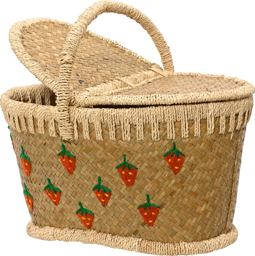 KSD picknickmand Aardbei naturel 38 x 26 x 35 cm