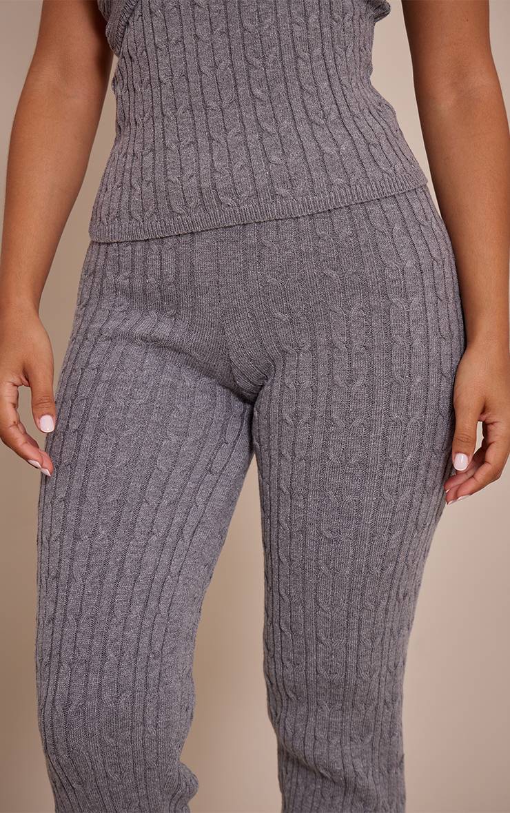 Gris Pantalon Petite En Maille Tressée Anthracite