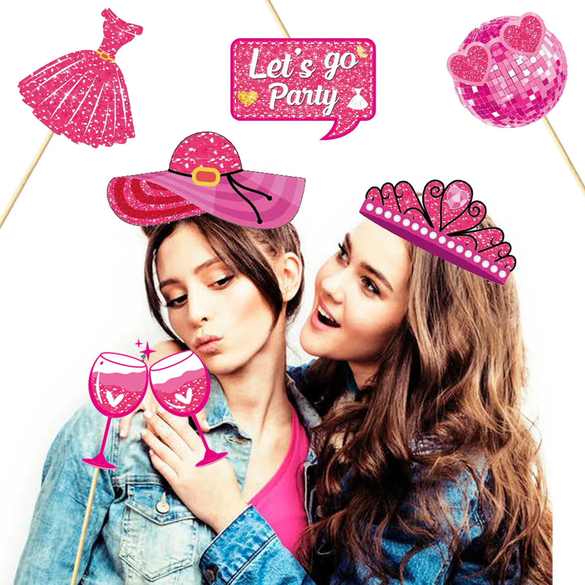 (30er Set) Glitzer Photo Booth Fotorequisiten Party Foto Accessoires Dekorationen für lustige Bilder - Let's go Party