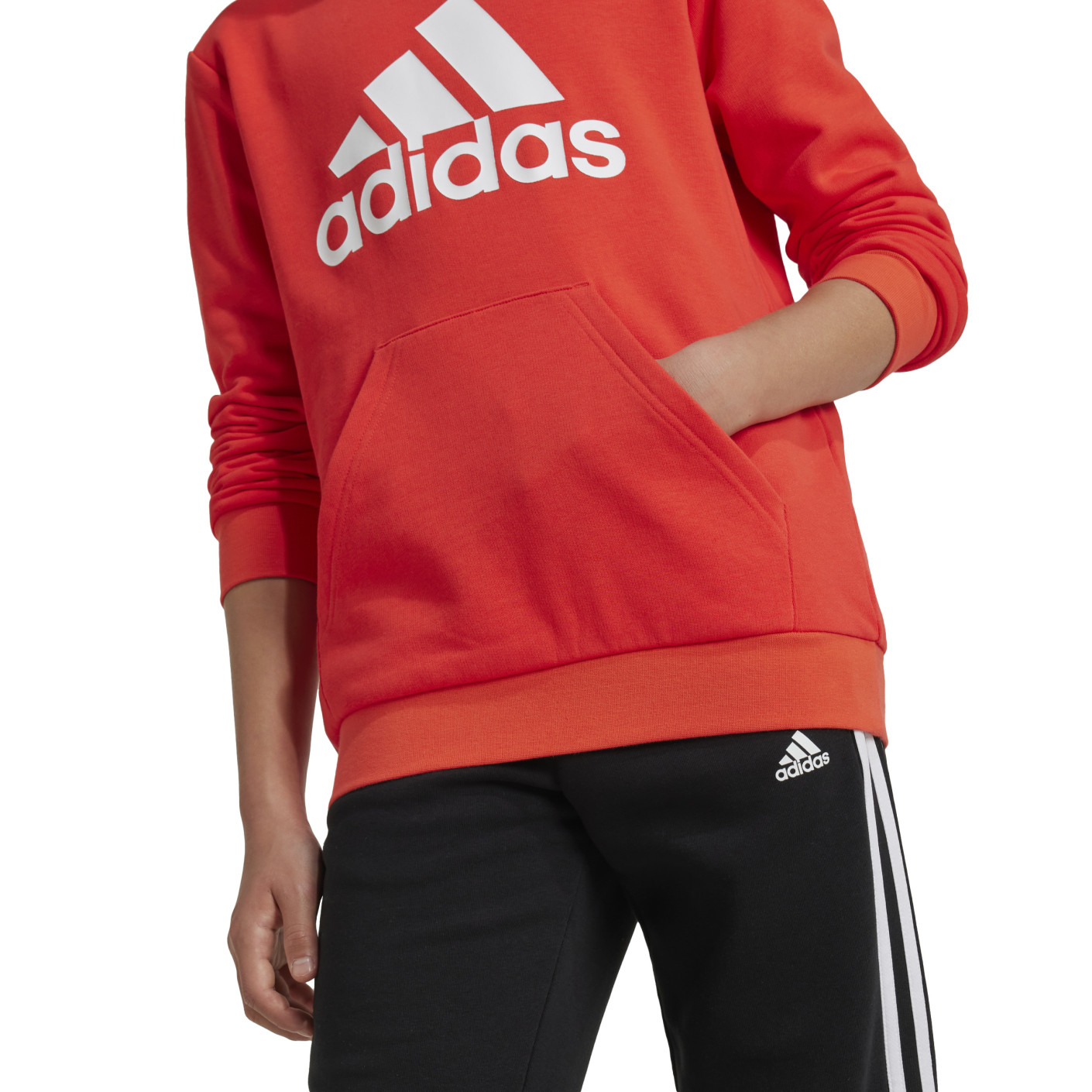 Adidas Essentials Big Logo Hoodie Kids Rood Wit