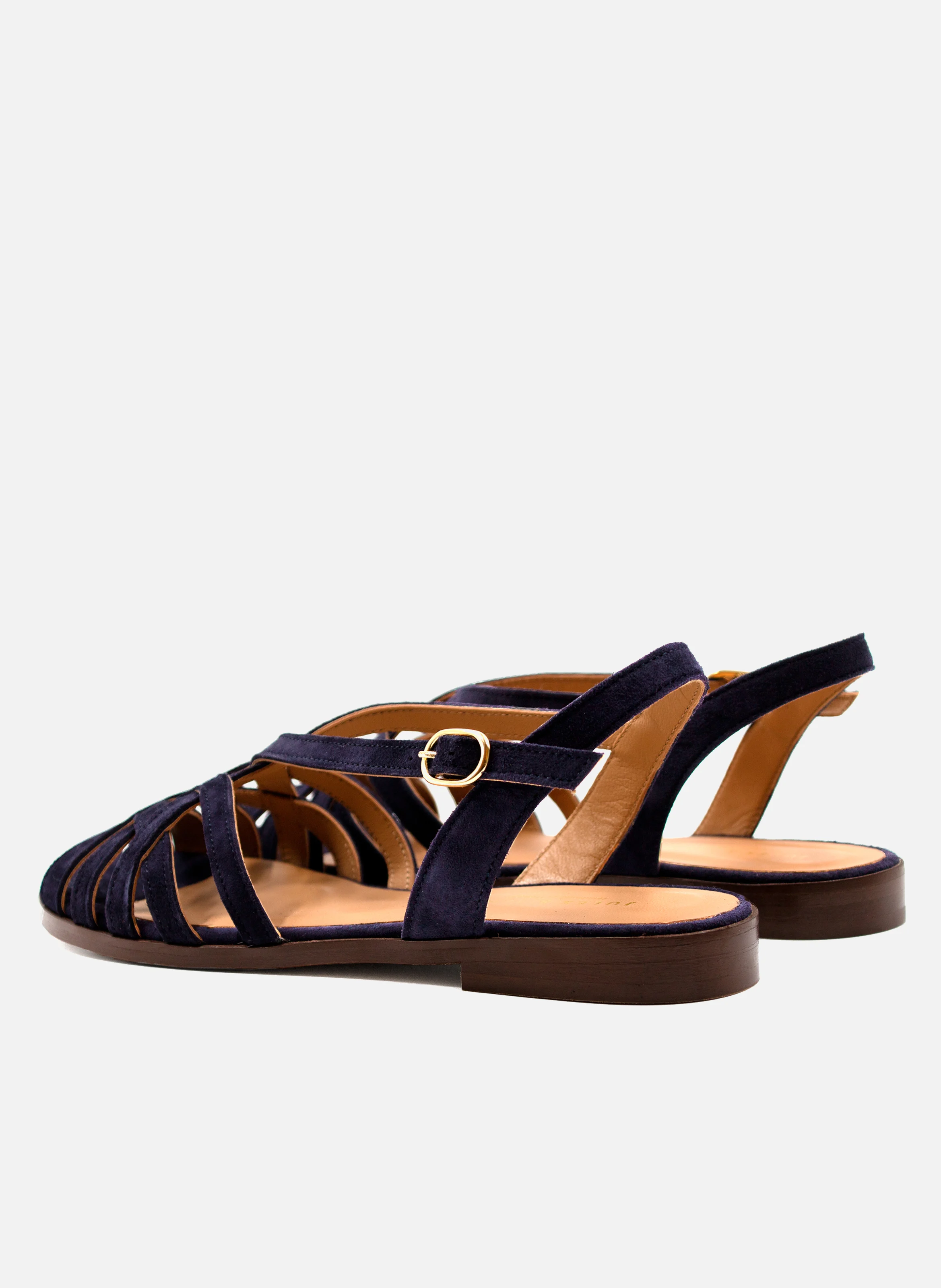 Sandales plates brides cuir daim | Bleu