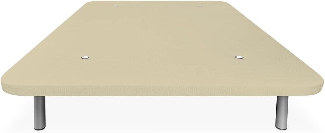 Homey - Verstärktes gepolstertes Bettgestell für Bett, Stabilität und Widerstandsfähigkeit mit 5 Querstangen und 6 Metallfüßen mit Gewinde von 27 cm, 135 x 190 cm, Beige