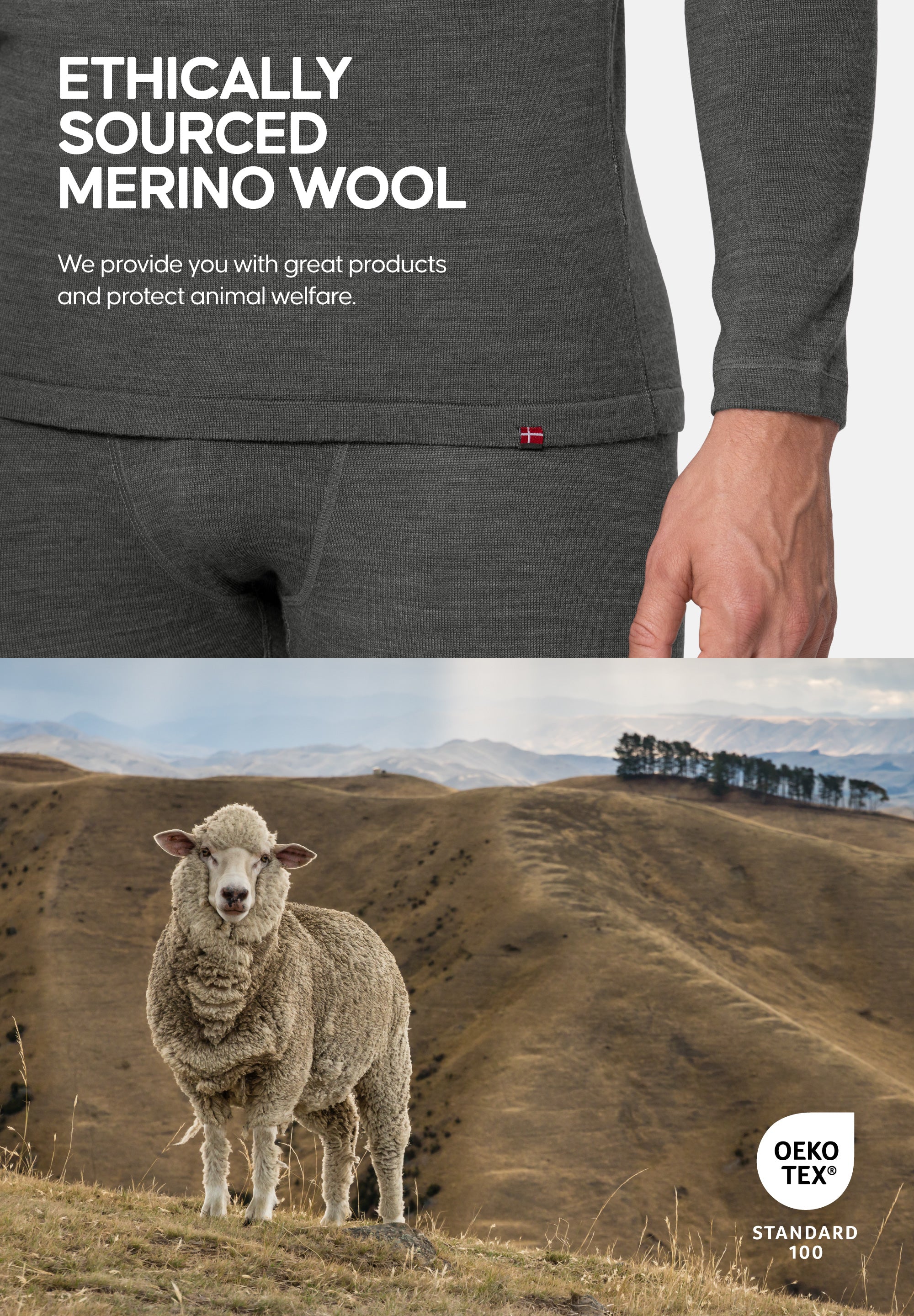 KRAFTIGT MERINOULD BASELAYER SÆT TIL MÆND