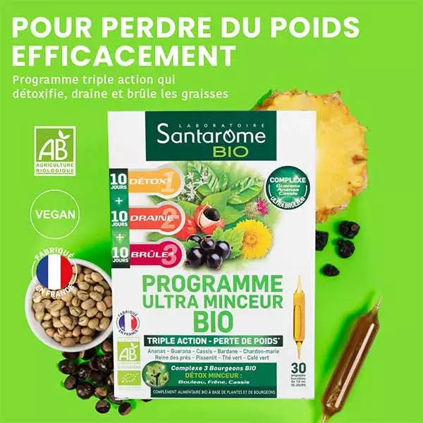 Santarome Bio - Programa Orgânico Ultra Emagrecedor - Perda de Peso - 30 ampolas