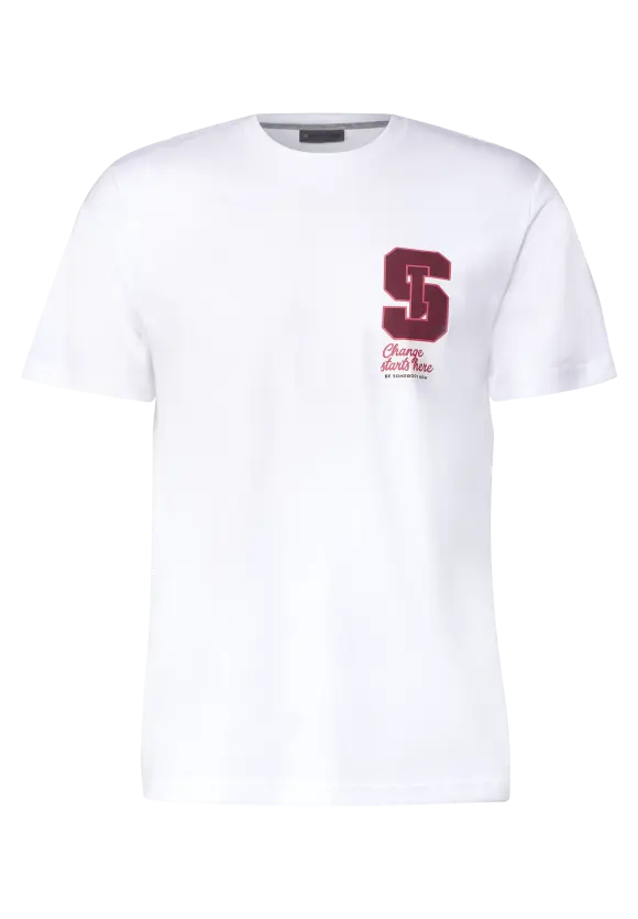 T-Shirt mit Brustprint - White