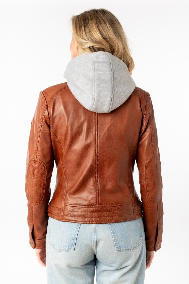 Mauritius Lederjacke »MWAleni« mit Kapuze mit Jerseykapuze und Stehkragen