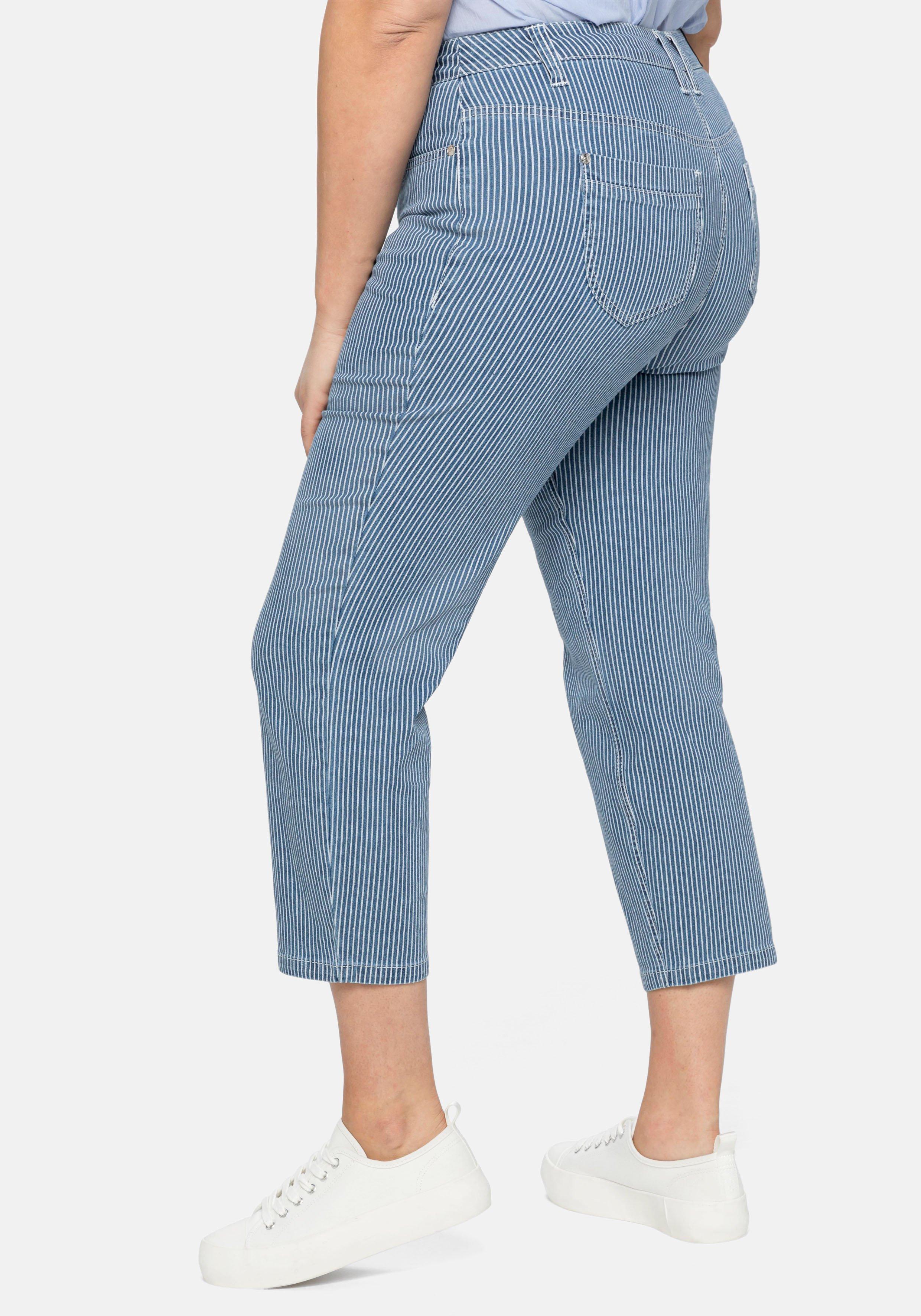 7/8-Jeans mit Allover-Streifen, in 5-Pocket-Form