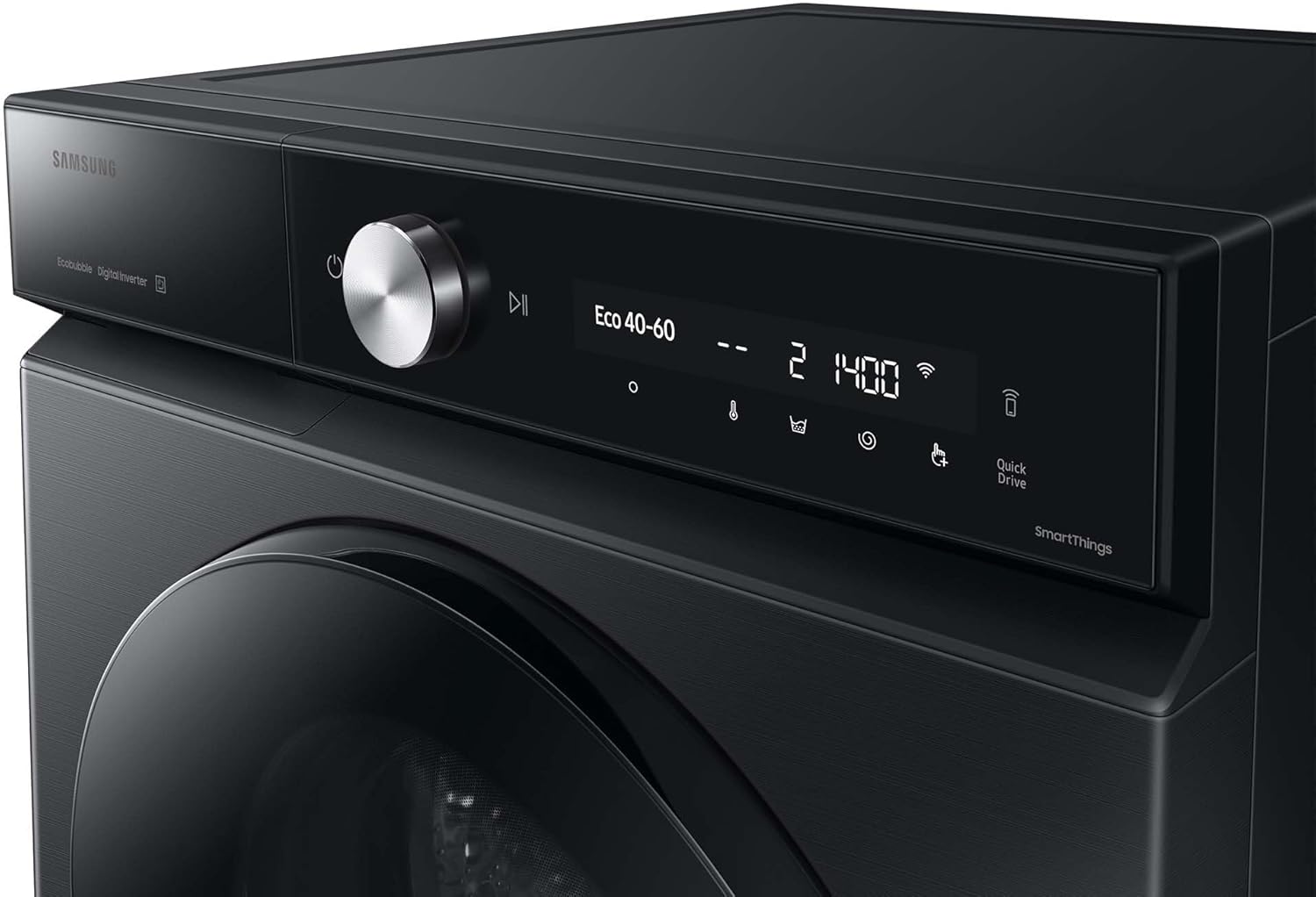 Samsung WW90DB8U95GBU2 Bespoke Waschmaschine, 9 kg, 1.400 U/min, Extra energiesparend, EEK: A (-30%), AI Ecobubble, QuickDrive, AI Wash, SuperSpeed 39 Min, Schwarz
