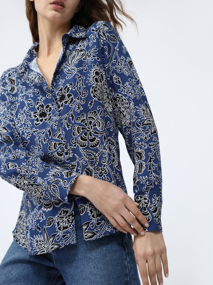 Camisa fluida - Azul-marinho