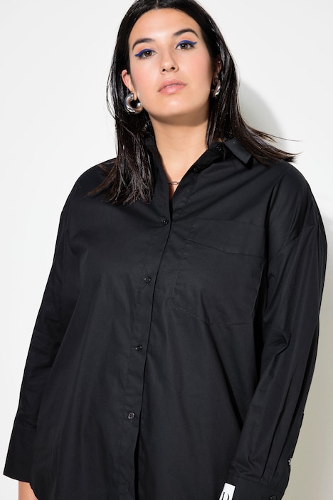 Hemdbluse, oversized, Manschette mit Print
