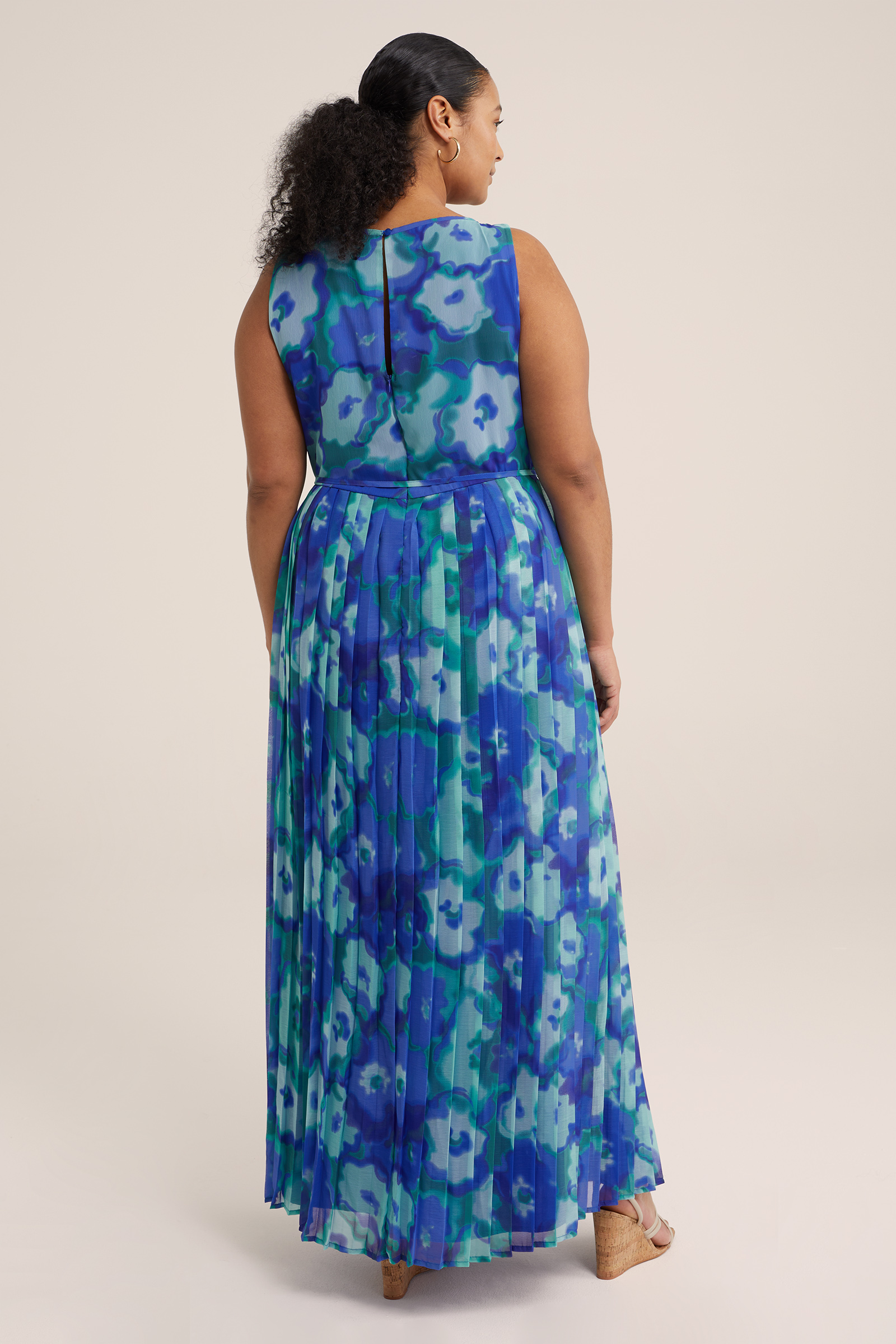maxi-jurk met dessin - Curve WE Fashion Groenblauw