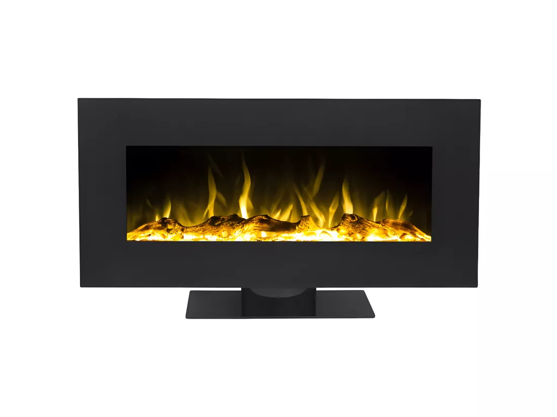 Cheminée électrique IRAZU - Murale ou à poser - LEDs & Bluetooth - L106,68 x P26 x H57,2 cm - Noire