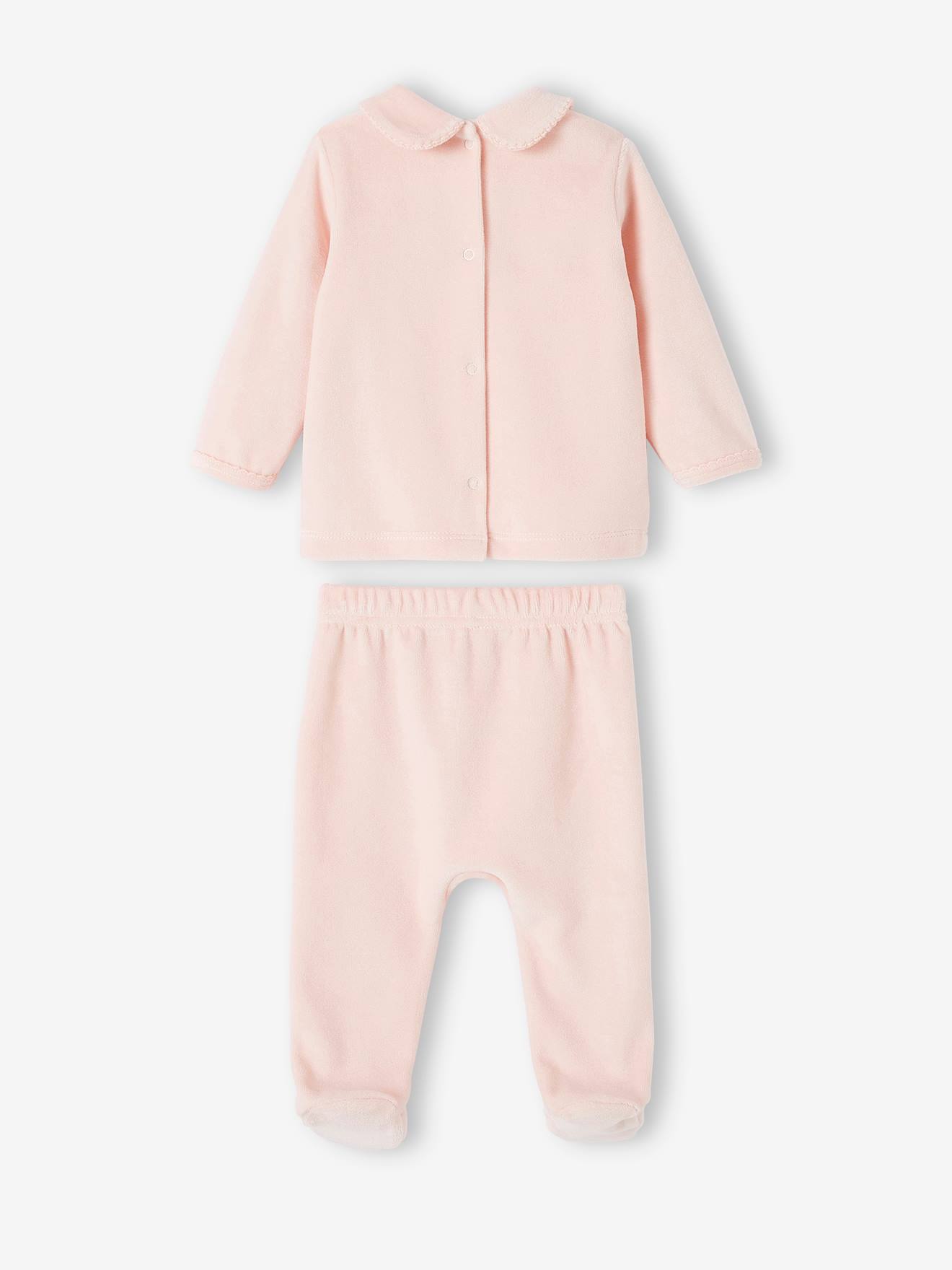 Conjunto de 2 pijamas de veludo rosa para bebê