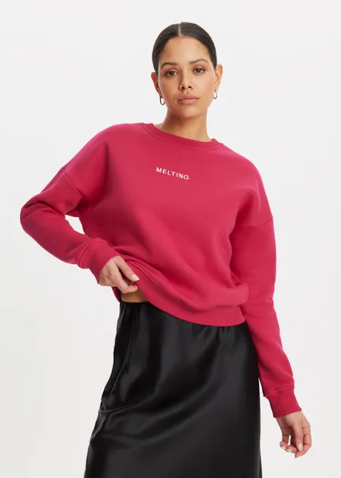 Sweater met merk print paars (FUCHSIA)