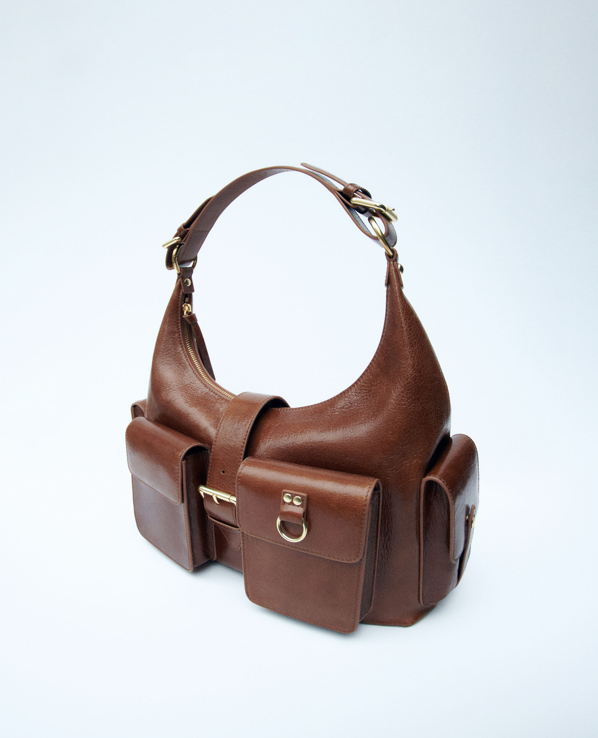 Sac Amelia XL en cuir craquelé marron