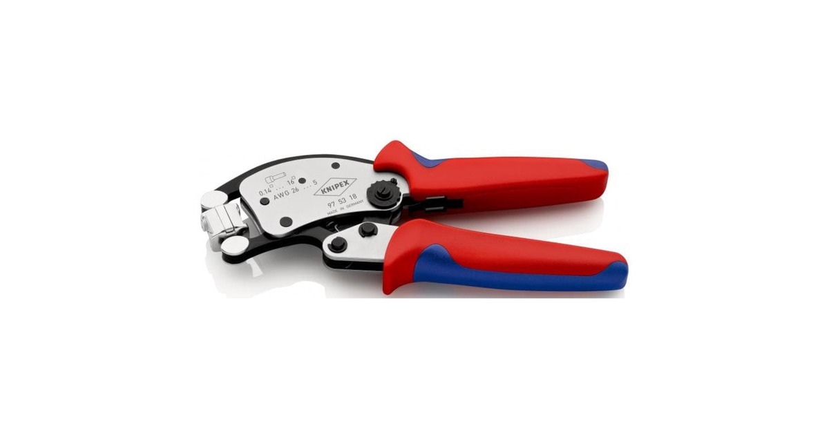 KNIPEXTwistor 16 Zelfinstellende krimptang voor adereindhulzen  (Rood/blauw, met draaibare krimpkop)