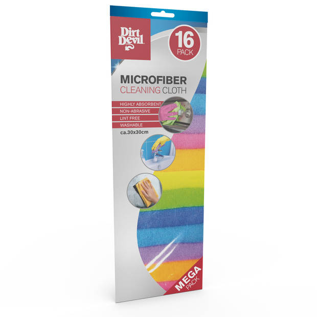 Dirt Devil Microvezeldoekjes - 16 Stuks - Microvezeldoek - Raamdoek - Duurzaam - Meerdere Kleuren