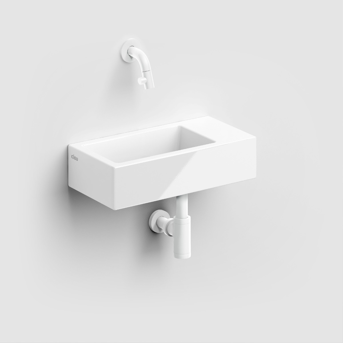 Clou Flush 3 keramische fontein 36cm zonder kraangat rechts wit glans