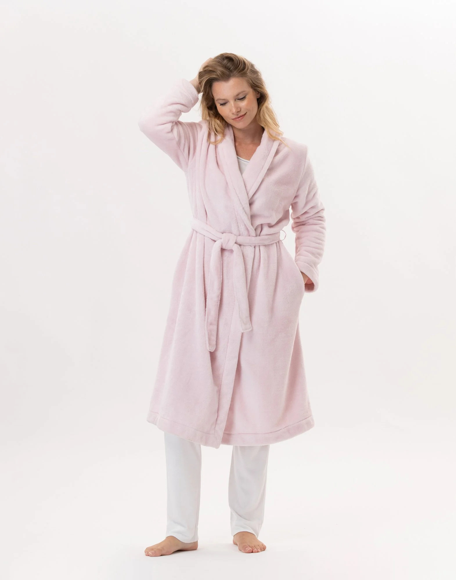 ESSENTIEL H61B - Peignoir en peluche flanelle | Rose