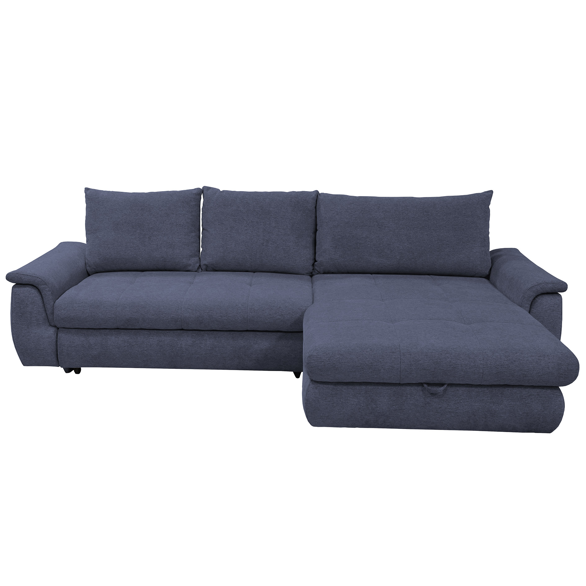 Ecksofa - navy - mit Liegefunktion - Staukasten rechts