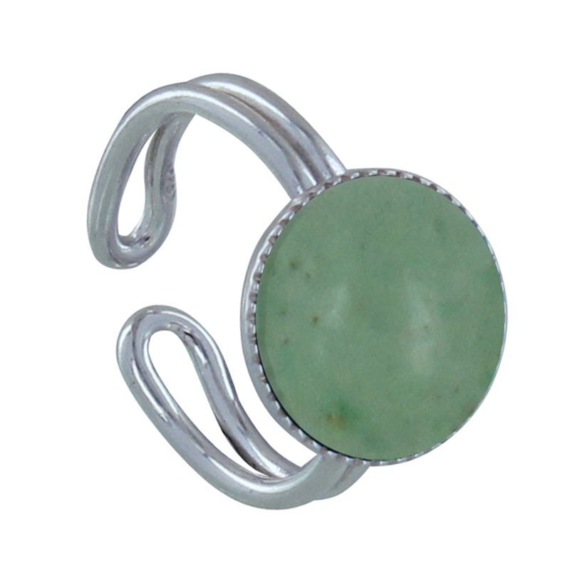 Bague Argent Rond Dentelé d'Aventurine