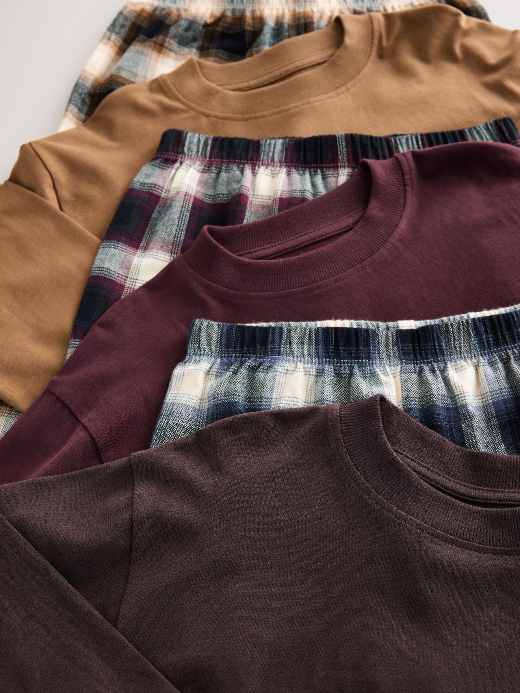 Bordeaux Rood/Bruin - Verpakking van 3 geweven geruite pyjama's (3-16 jr)