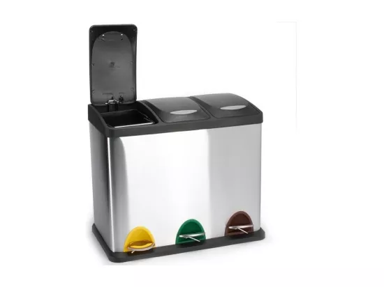 Poubelle à pédale Tri sélectif Inox 3 bacs 8Lx3 MSV