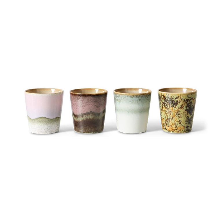 HKliving 70's Ceramic koffiemok set van 4 serendipity