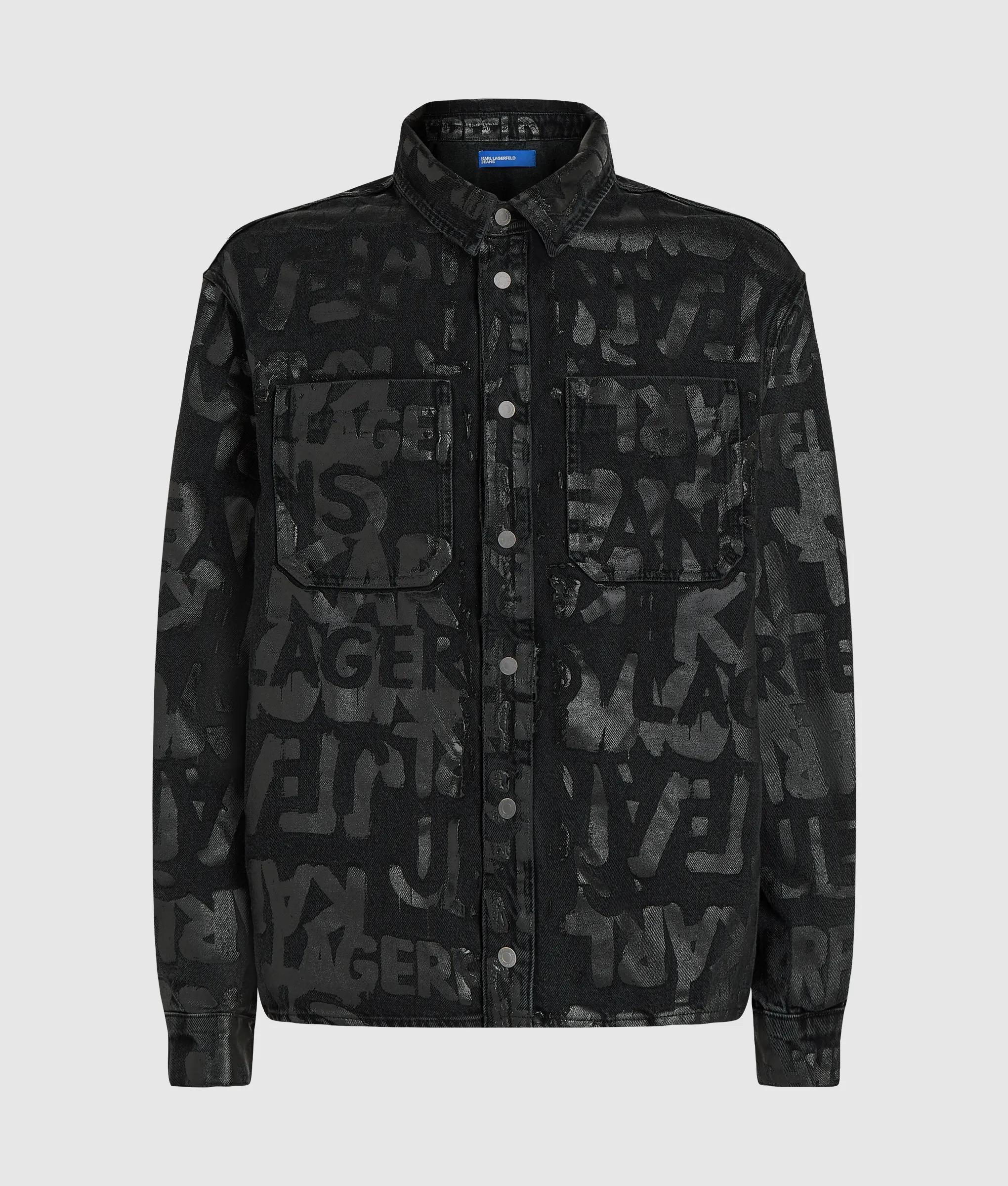 Overhemd van denim met all-over logo