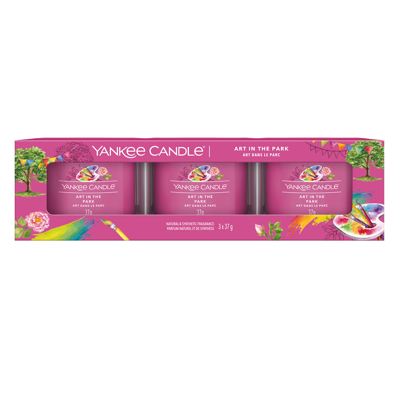 Yankee Candle Coffret 3 bougies votives Signature Art dans le parc - 5-10h