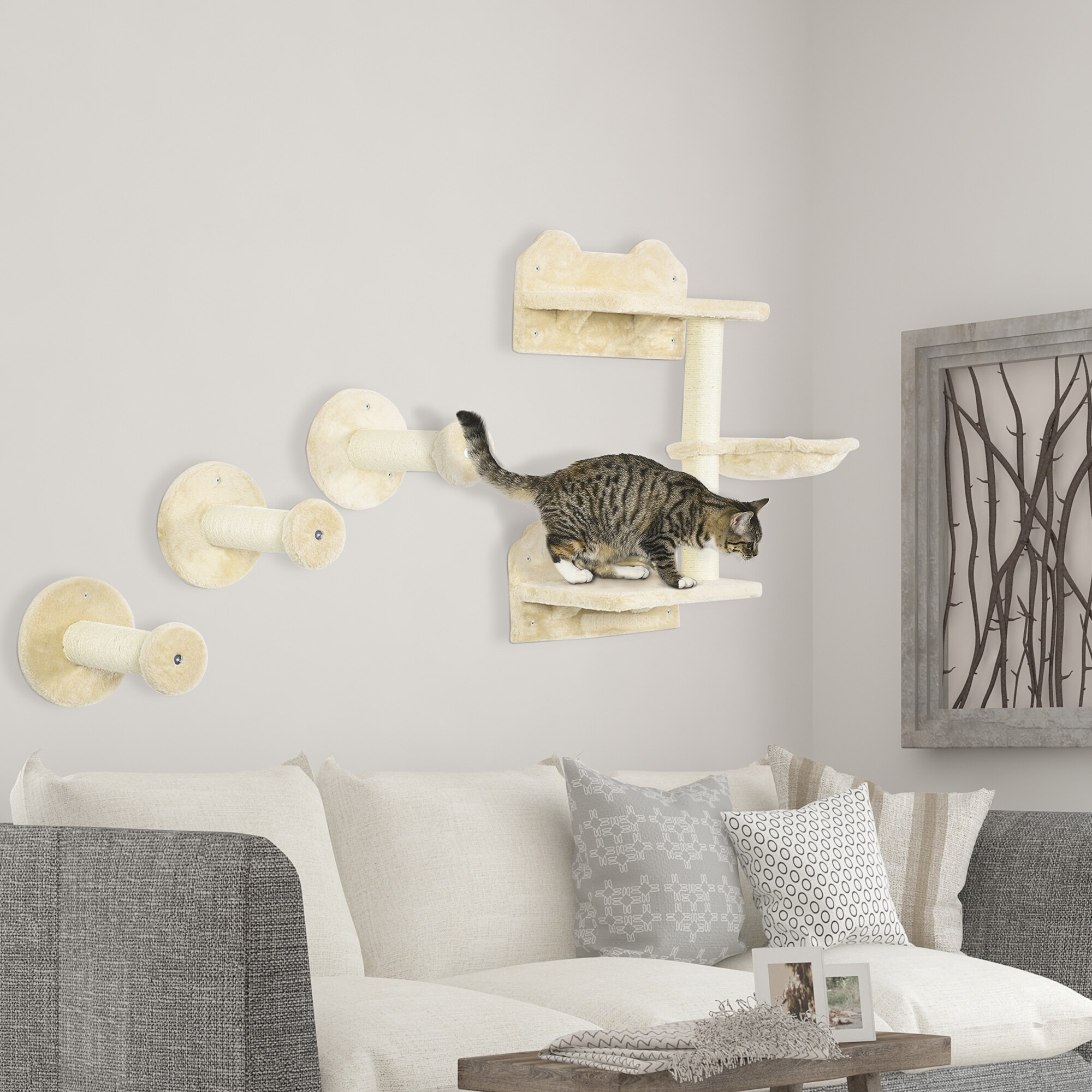 PawHut Kletterwand mit Kletterwand natur 40L x 28B x 73H cm