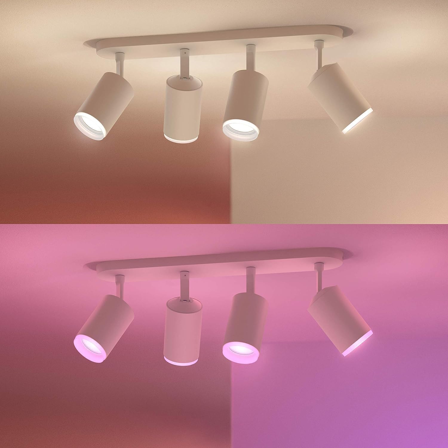 Philips Hue White & Color Ambiance Fugato Spot 4 flg. weiß 4x350lm, dimmbar, 16 Mio. Farben, steuerbar via App, kompatibel mit Amazon Alexa