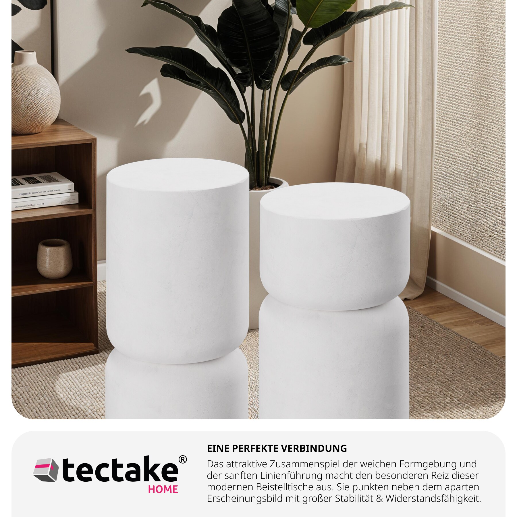 tectake® 2er Set Beistelltisch , Chubby-Design, wetterfest, 28 x 54,5 cm
