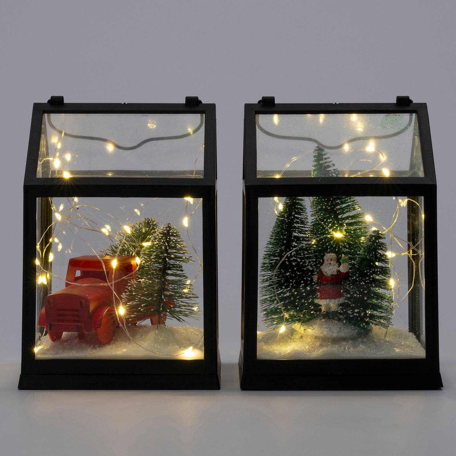 Intratuin lantaarn Robi kersttruck zwart 14,5 x 14,5 x 20 cm