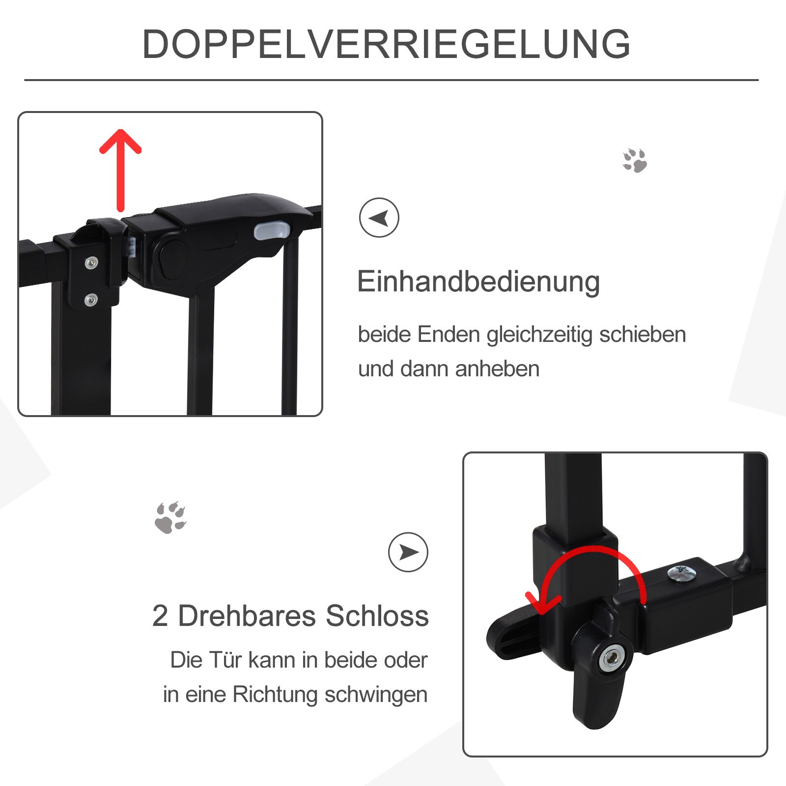 PawHut Absperrgitter ohne Bohrung schwarz 136,3B x 2T x 76,2H cm