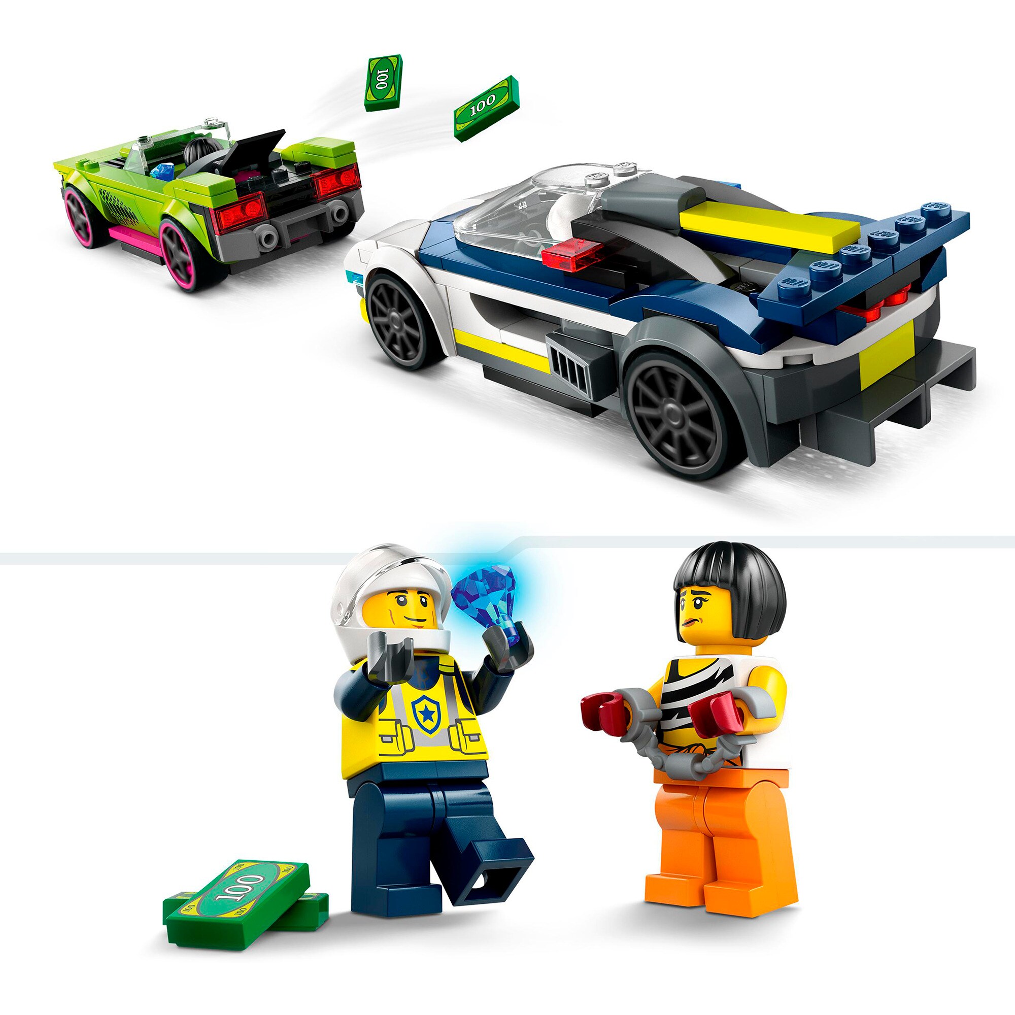 LEGO Konstruktionsspielzeug City Verfolgungsjagd mit Polizeiauto und Muscle Car