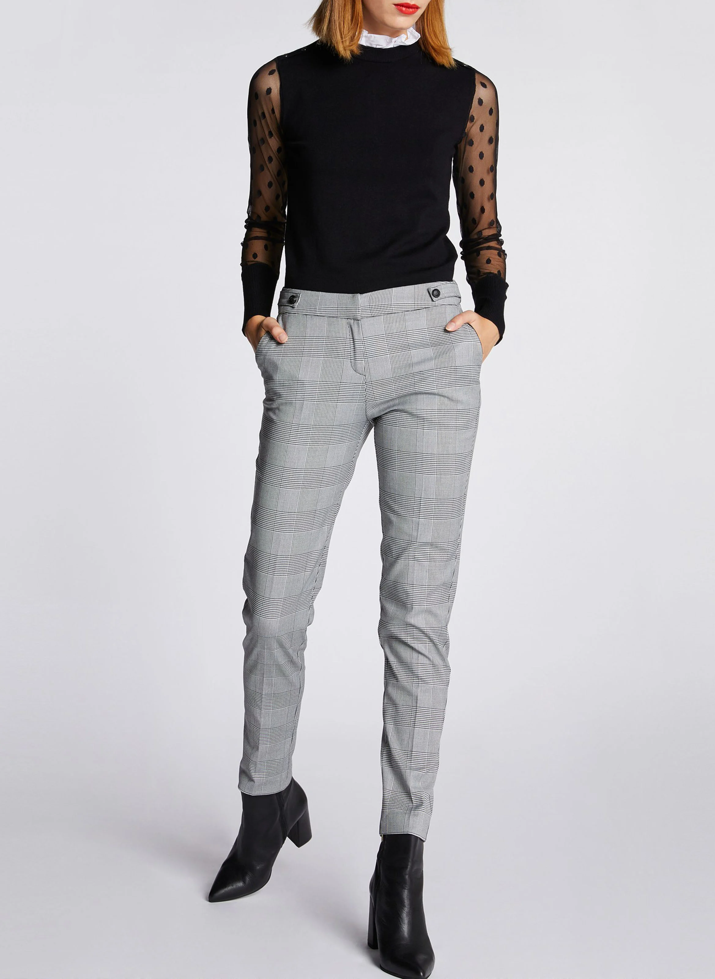 MTOU.N - Top col montant avec manches plumetis | Noir