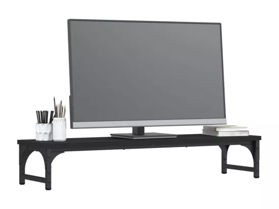 Support de moniteur noir 85x23x15,5 cm bois d'ingénierie