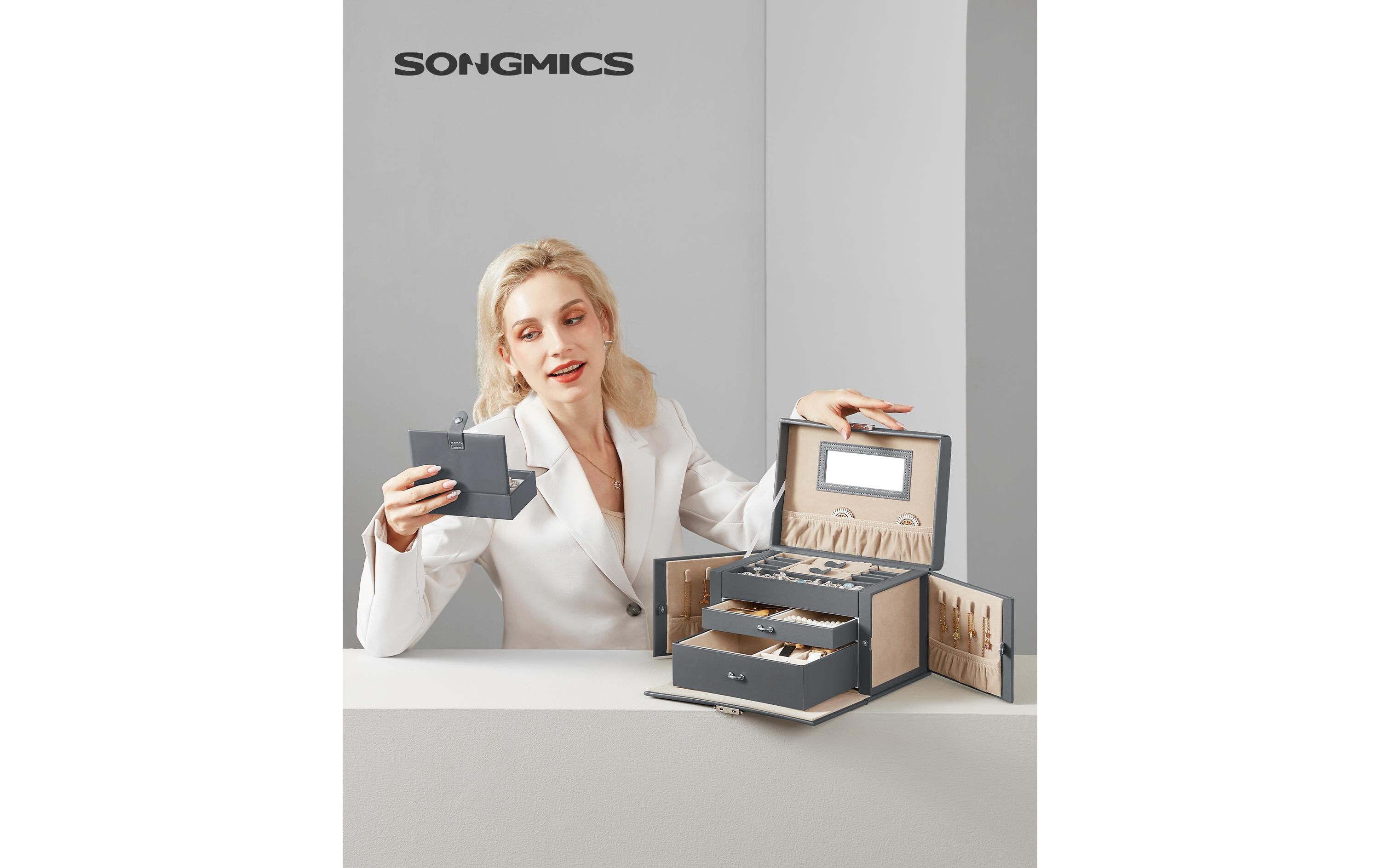Schmuckschatulle mit Reisebox, GrauSchmuckkasten