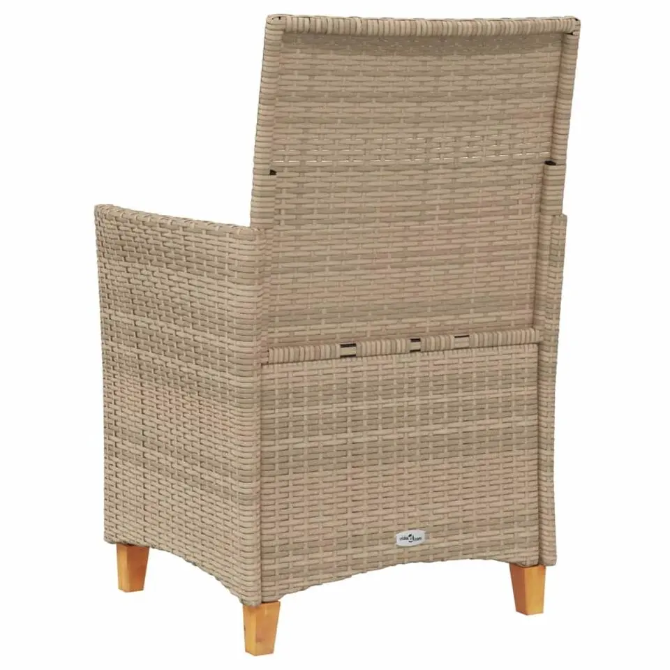 vidaXL - Tuinstoelen met kussens - Beige - Poly rattan en hout - 2 stuks