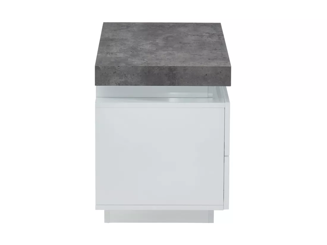 Lot de 2 tables de chevet - 2 tiroirs - MDF Laqué - Avec LEDs - Coloris : Blanc et béton - HALO II