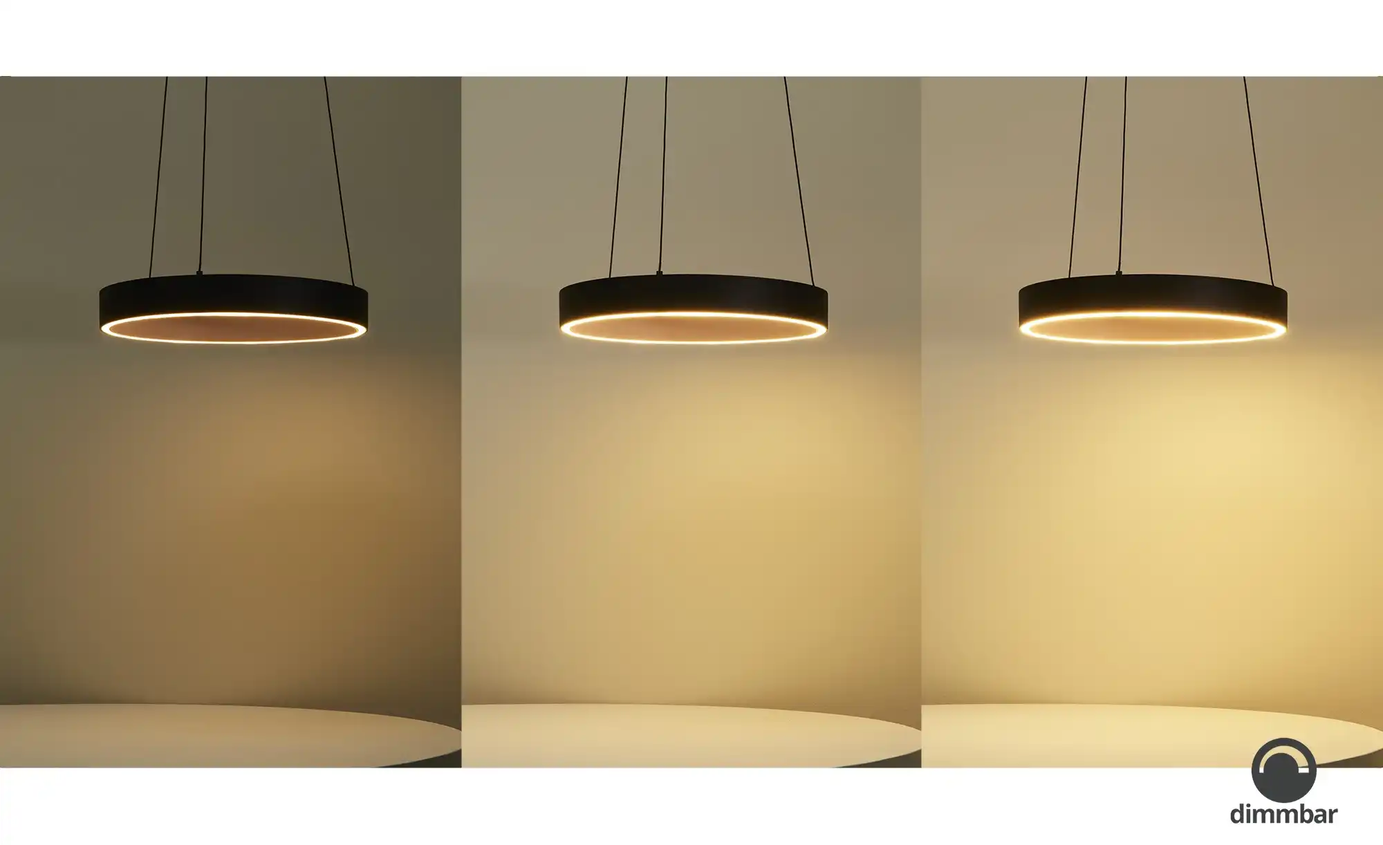 KHG LED-Pendelleuchte, Kunstleder schwarz/goldfarben