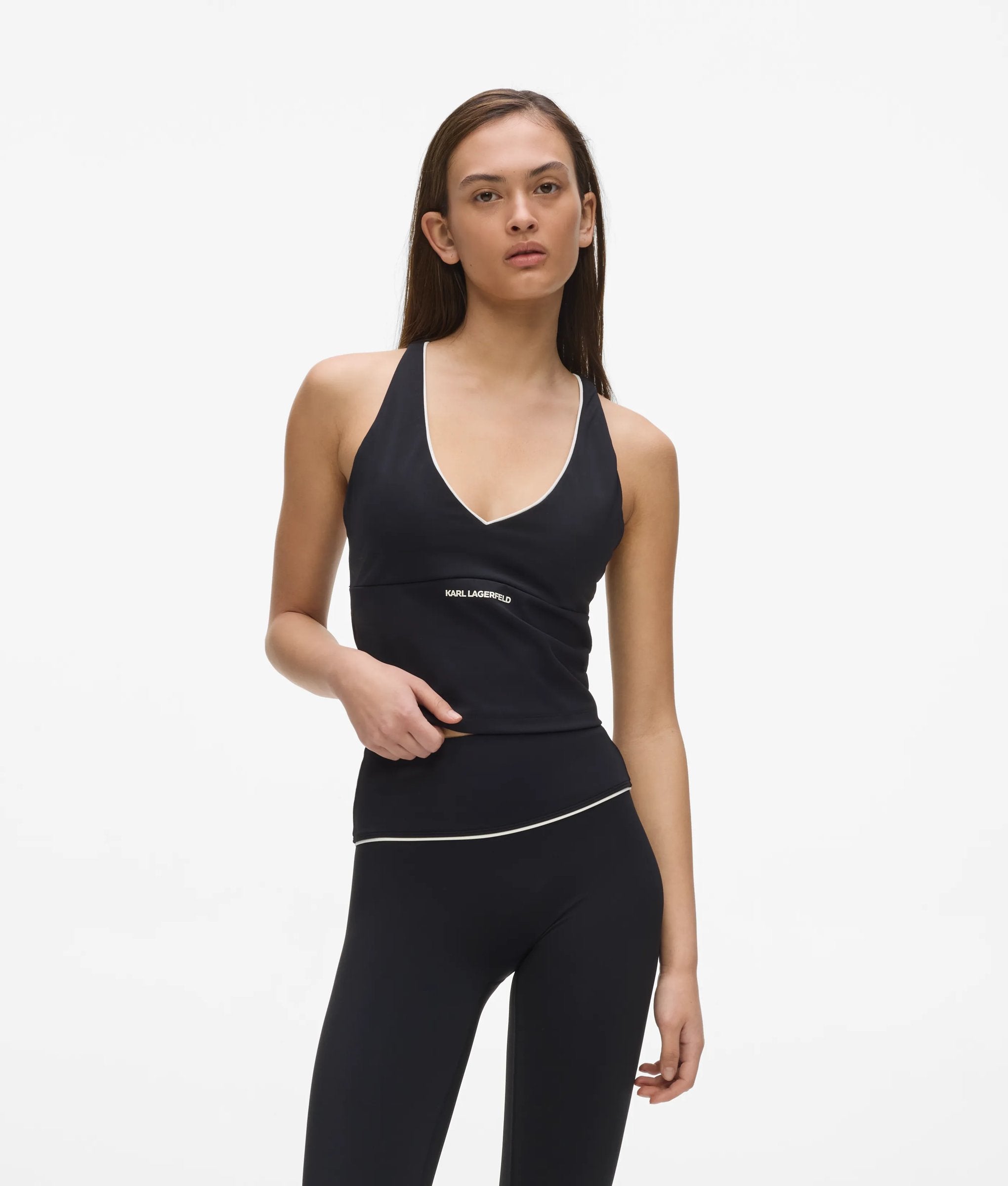 Athleisure tanktop met contrasterende boorden