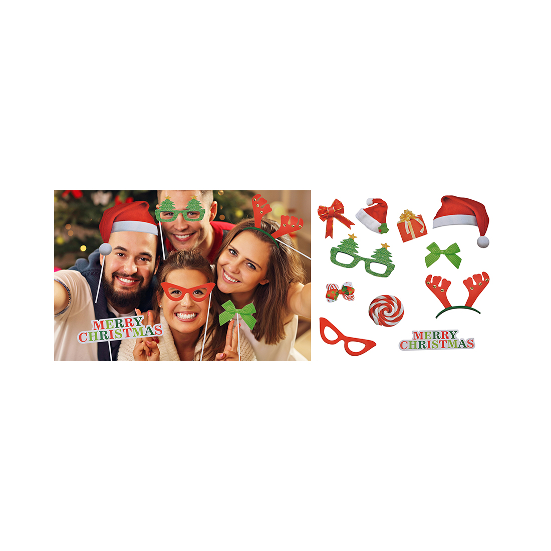 FS-STAR Foto- und Selfie Set Party Accessoires, Weihnachten
