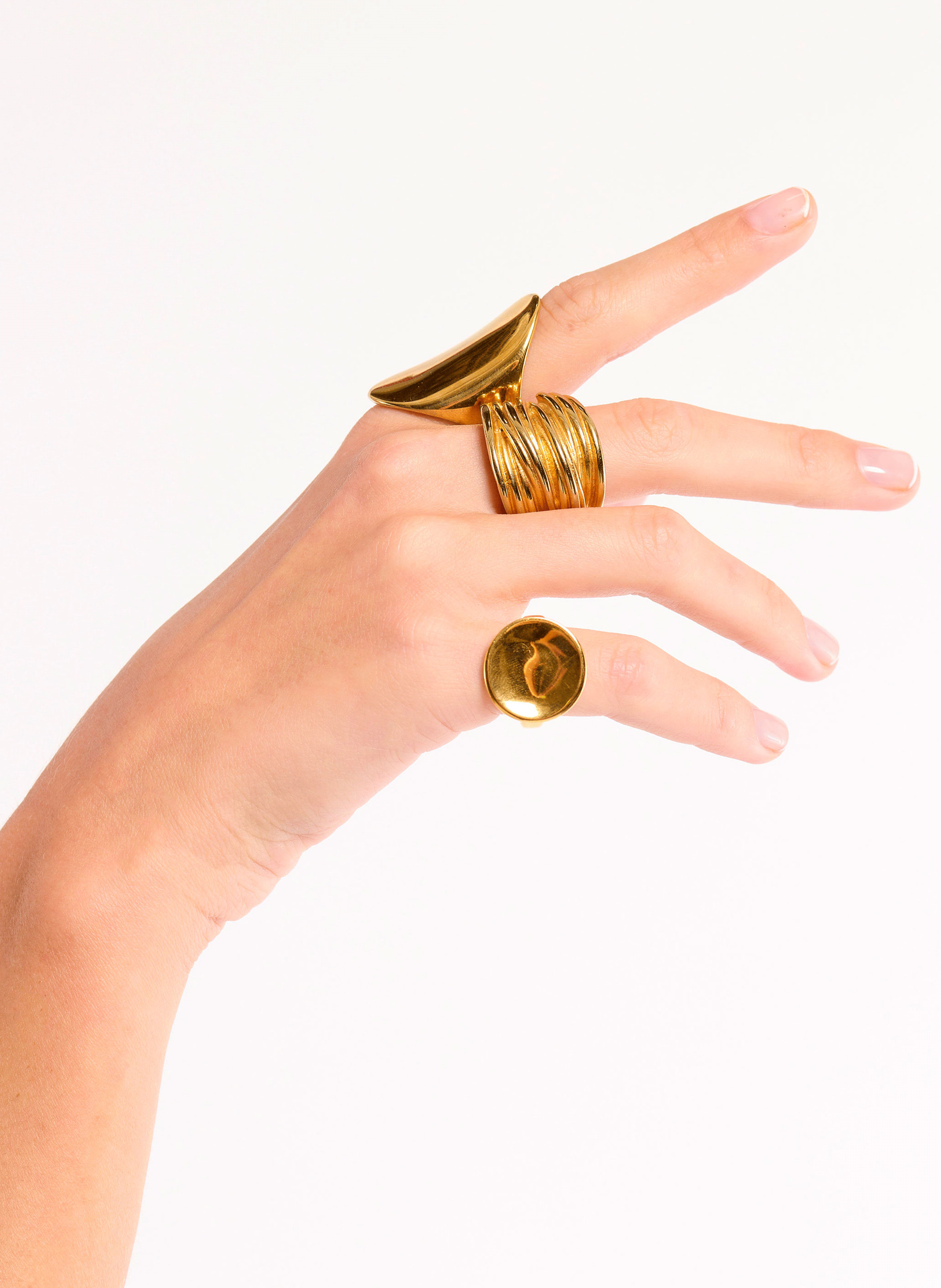 ALEXANDRIA - Bague martelé en acier inoxydable | Doré