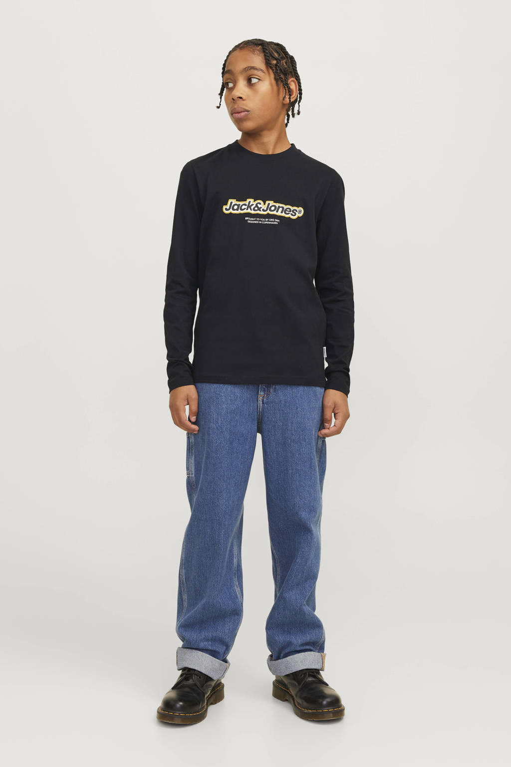 JACK & JONES longsleeve JORVESTERBRO NEWTON met logo zwart