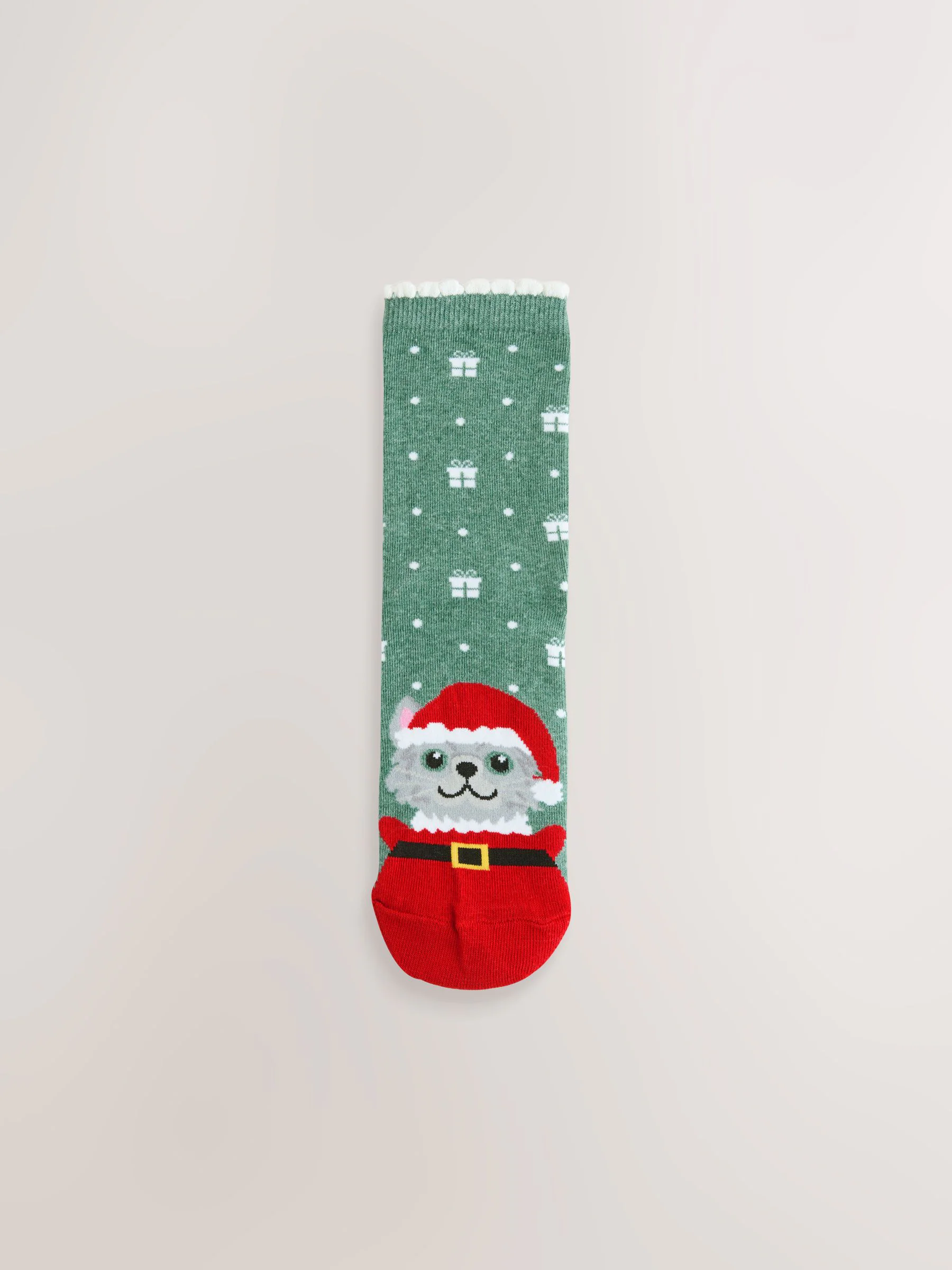Kerstmis Print met katten - Set van 4 paar enkelsokken