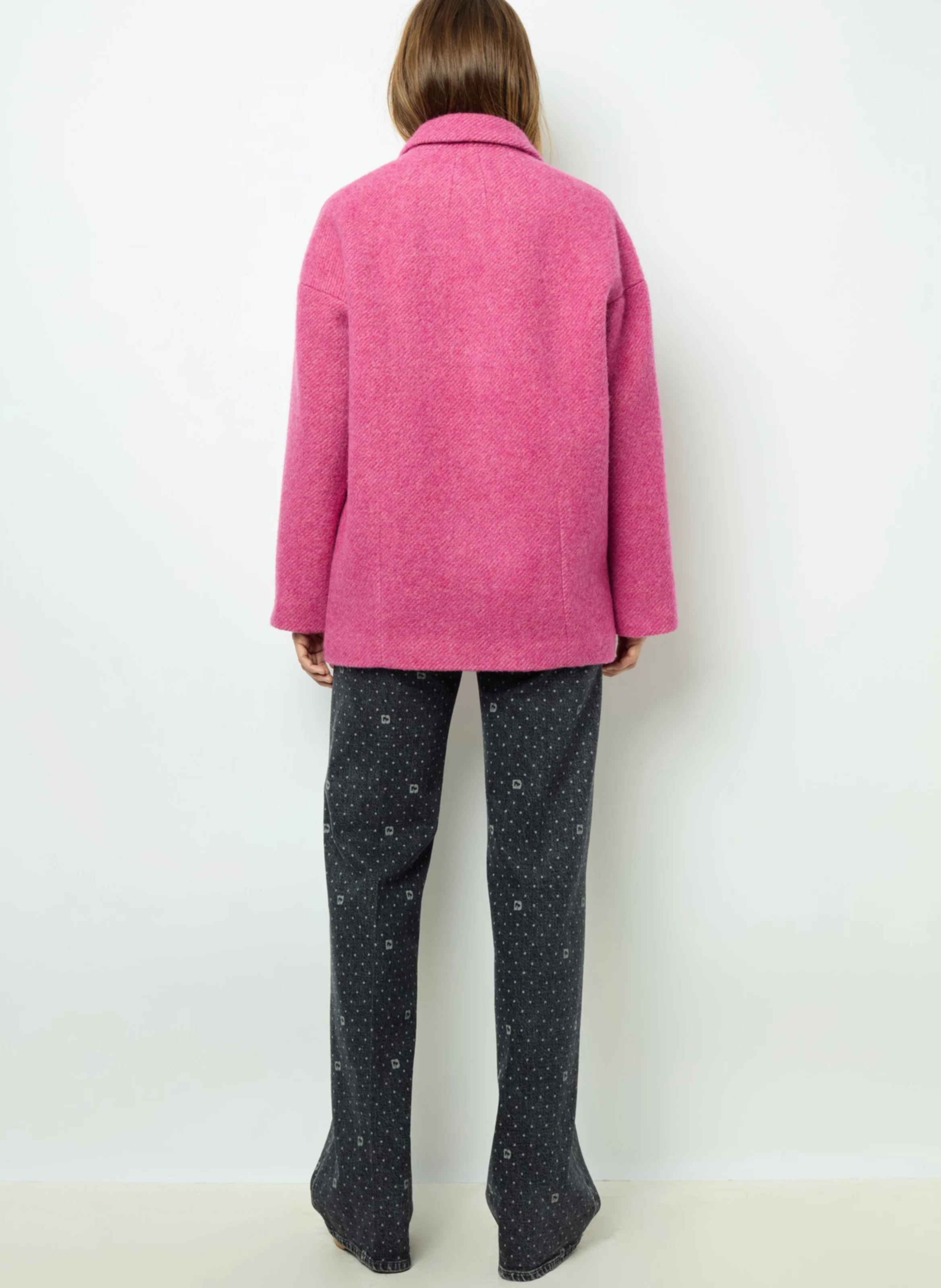 LINETTE - Manteau oversize en laine vierge | Rose